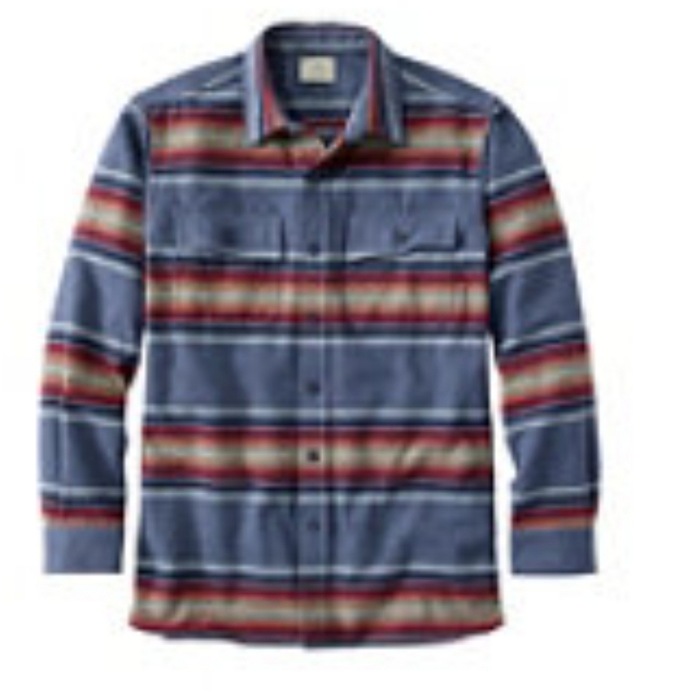 Men's LL BEAN Heavy Weight Chamois shirt - FLANNEL Blue Stripe L  NWT